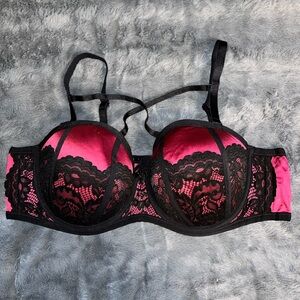 Torrid Pink and Black Lace Bra